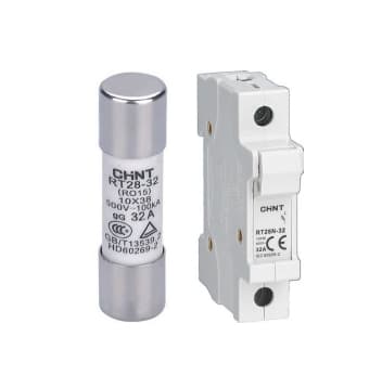 Porte-fusible modulaire Chint RT28 et sa cartouche 10 × 38 mm