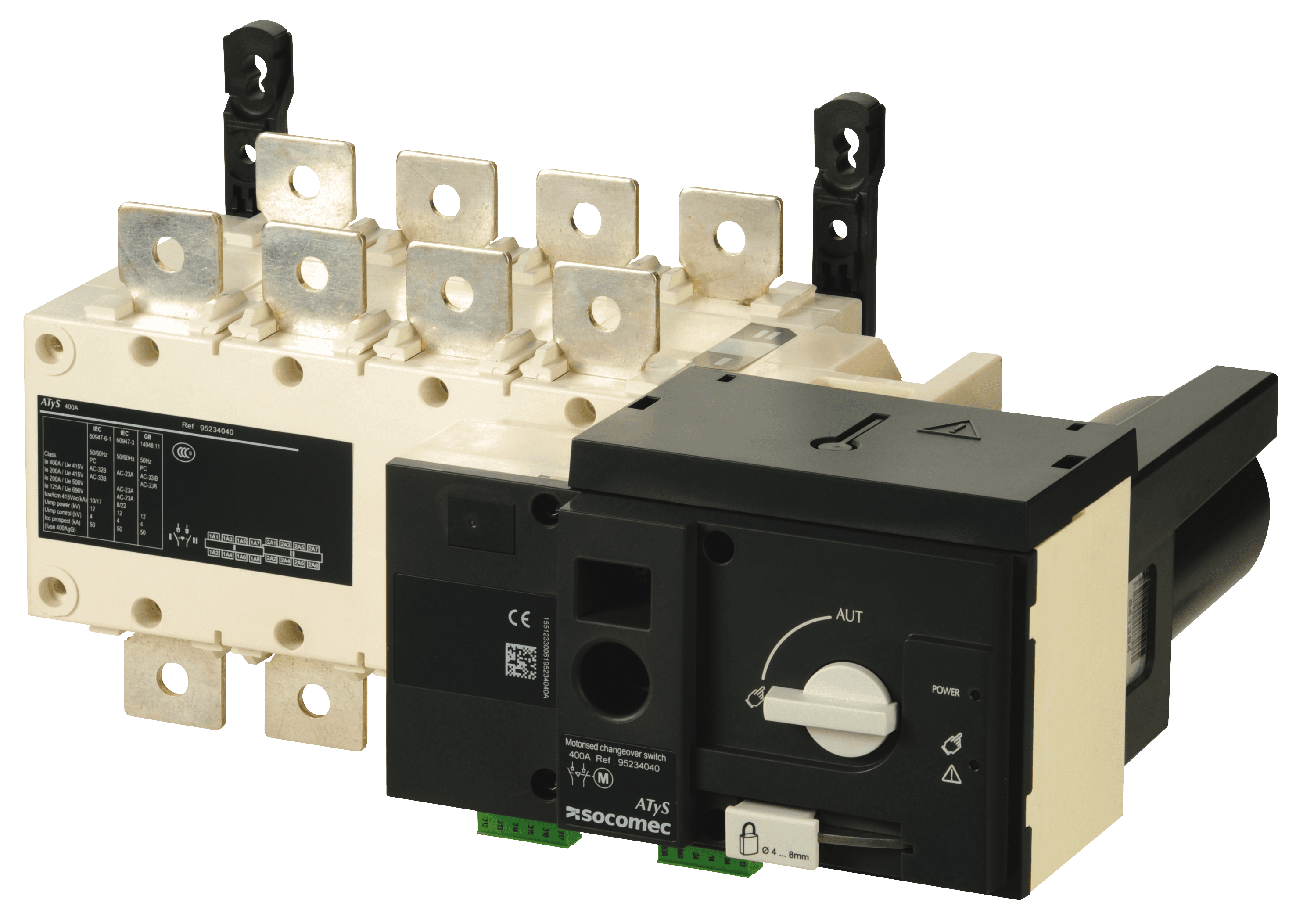 ATyS r 4x400A CDE éléctrique  208/277Vac — SOCOMEC