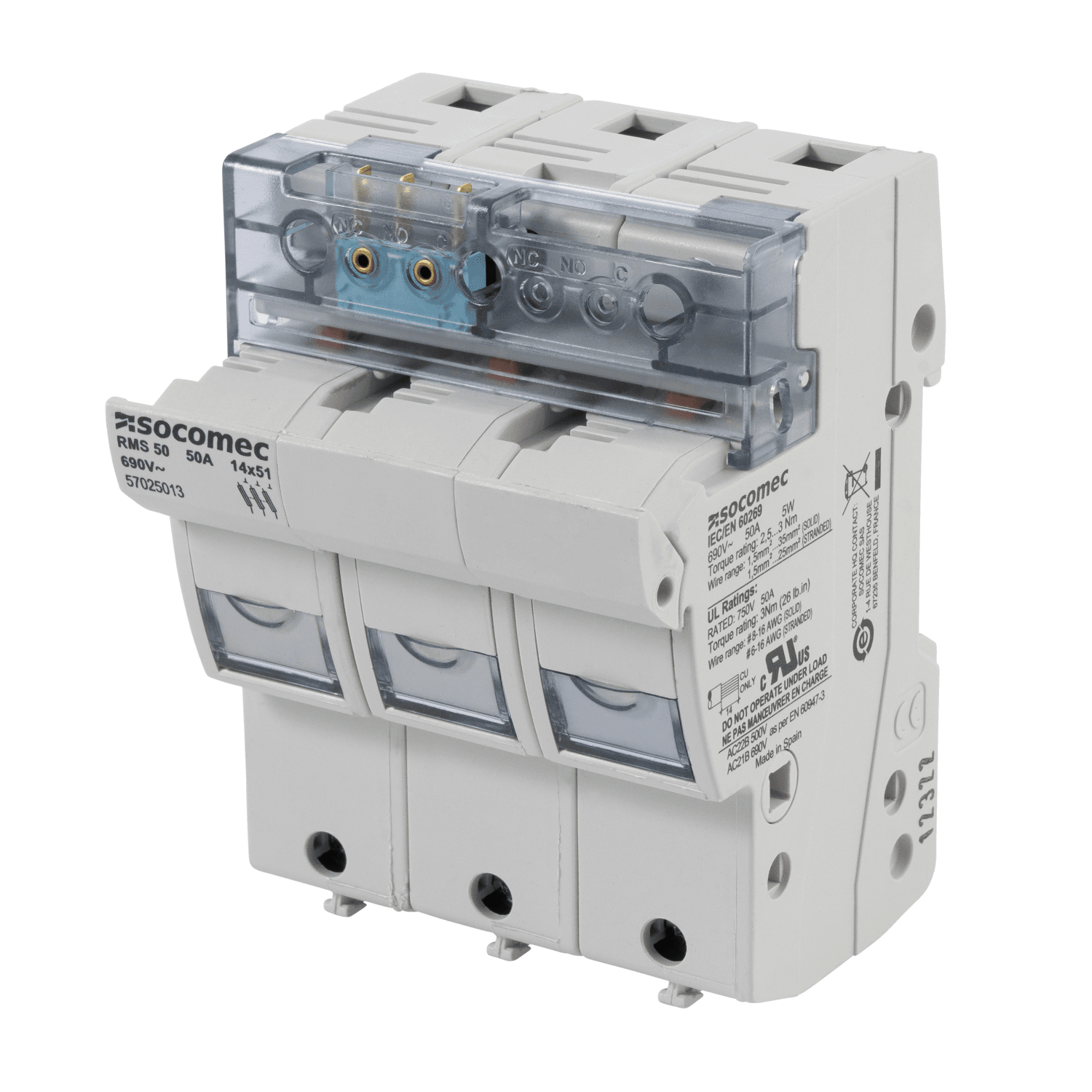 RMS 50 TRIPOLAIRE 14/51 ITH = 50A — SOCOMEC